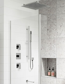 Nuie Windon 3 Outlet Thermostatic Shower Valve Chrome With Kit And Stop Tap - Image