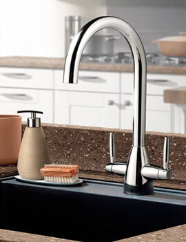 Clearwater Tutti C Twin Lever Monobloc Kitchen Sink Mixer Tap - Image