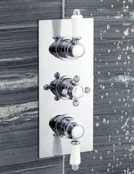 Nuie Victorian Rectangular Chrome Triple Concealed Thermostatic Shower Valve - Image