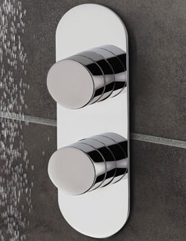 Hudson Reed Indus Round Twin Concealed Thermostatic Shower Valve Chrome - Image