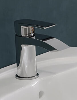 WhiteVille Onda Deck Mounted Chrome Basin Mixer Tap With Spring Waste