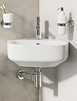 Kai S 420mm Wide White Corner Basin With 1 Taphole