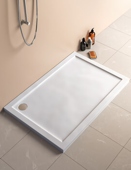 Lakes Traditional Low Profile Rectangular White Stone Resin Tray 800 x 700mm - Image