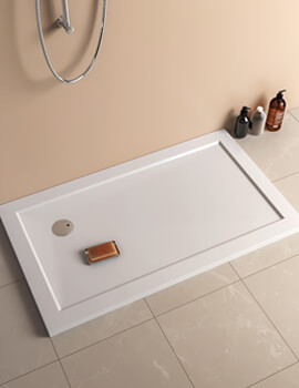 Britton Zamori Rectangle White Corner Waste Shower Tray - Image