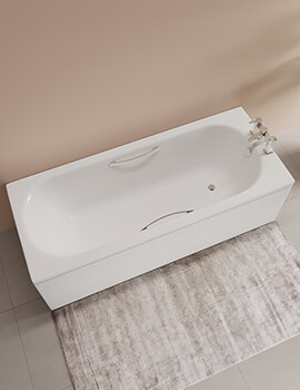 Twyford Celtic White Plain Steel Bath With Grips And Legs 1700 x 700mm - Image