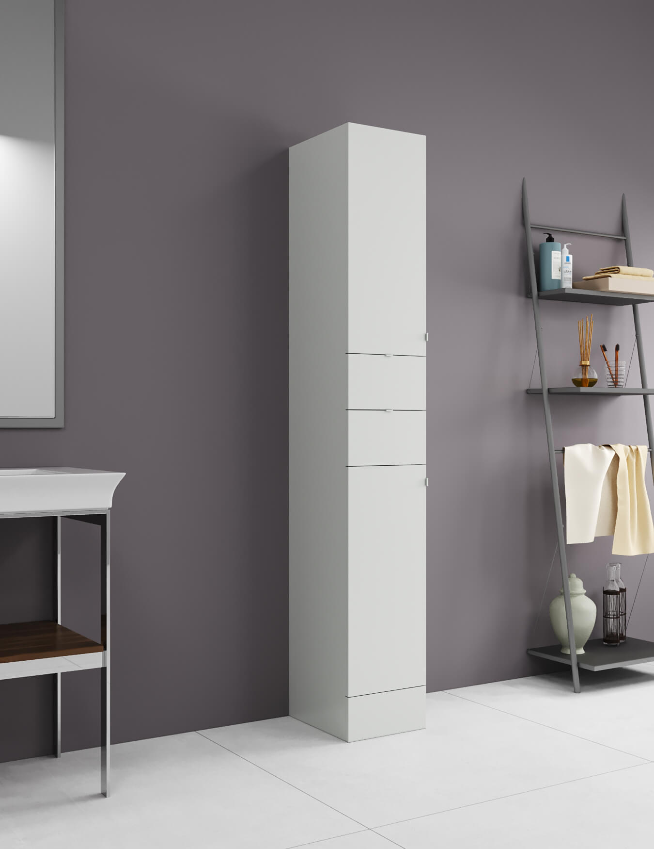 NRG 450mm Single Door Bathroom Mirror Cabinet Wall Storage Cupboard Gloss White Furniture 