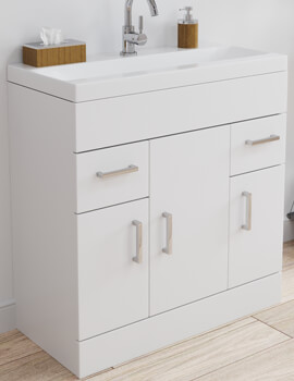 Nuie Eden Floor-Standing 3 Door And 2 Drawer White Cabinet With Basin - Image