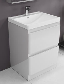 IMEX Flite White 600mm Double Drawer Floor Standing Unit And Basin - Image