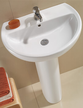 Twyford Alcona White Bathroom Sink 500mm - 1 Tap Hole - Image