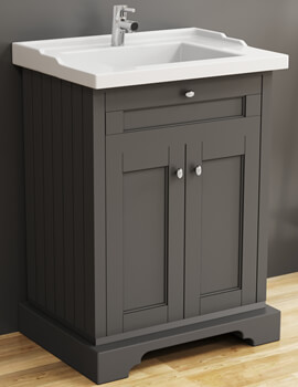 RICOO WM100-PL-W Wooden Under Sink Storage Bathroom Cloakroom Basin Cabinet Small Floor Cupboard Vanity Unit/Platinum Grey and White Door 