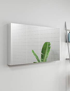 Nuie Eden 1180mm x 650mm 4 Door Mirror Cabinet White High Gloss - Image