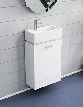 Nuie Mayford Cloakroom 480mm Gloss White Floor Standing Cabinet With Basin - Image