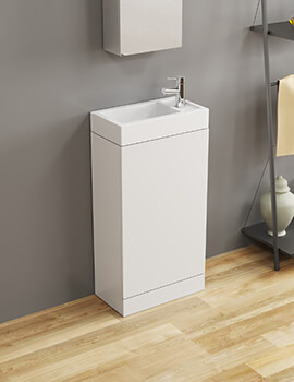 Saneux Quadro Floor Mounted Gloss White Unit With Basin