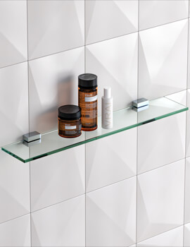 ClearanceShed Shelf Glass Clear Storage Display Wall Bathroom Room Shelves Shelving Modern Home 5kg Max Hold 