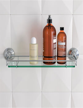 Hudson Reed Traditional Glass Shelf With Chrome Holder - Image