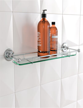 300mm 12 approx 6mm thickness Toughened Glass Corner Shelf for Bathroom Bedroom Office with Chrome Finish Shelf Supports 