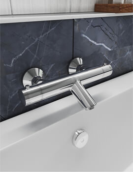 Crosswater Kai 2 Hole Exposed Chrome Wall Mounted Thermostatic Bath Shower Mixer Tap - Image