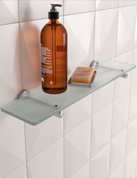 Smedbo Home 600mm Polished Chrome Frosted Glass Bathroom Shelf - Image