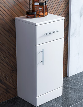 VeeBath Linx Free Standing Laundry Bathroom Cupboard High Gloss White Storage Furniture Cabinet Unit 350 x 300mm 