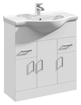 Nuie Mayford Gloss White 3 Door And 2 Drawer Basin Vanity Unit