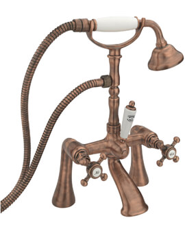 Tre Mercati Allora Copper Pillar Bath Shower Mixer Tap With Kit - Image
