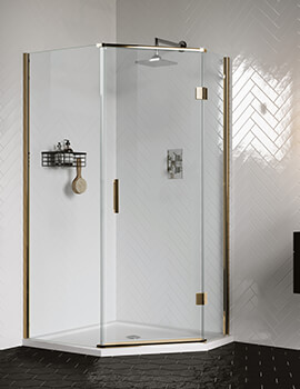 Aqata Design Hinged Door Quintet Spacious Gold Frame Shower Enclosure - Image