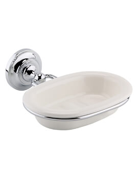 Hudson Reed Traditional Ceramic Soap Dish With Chrome Holder - Image