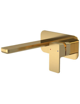 Nuie Windon Wall Mounted  Brass Basin Mixer Tap With Plate - Image