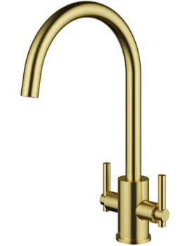 Clearwater Rococo Twin Lever Artisan Brass Kitchen Sink Mixer Tap - Image