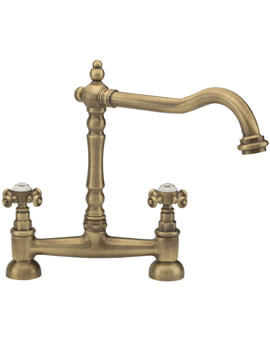 Tre Mercati French Classic Antique Brass Bridge Sink Mixer Tap - Image