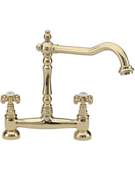 Tre Mercati French Classic Polished Brass Bridge Sink Mixer Tap - Image