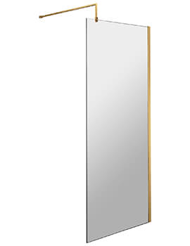 Nuie Wetroom Walk-In Brushed Brass Shower Panel With Support Bar - Image