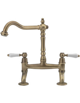 Tre Mercati Little Venice Antique Brass Bridge Kitchen Sink Mixer Tap - Image