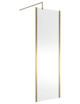 Hudson Reed Outer Frame Brushed Brass Wetroom Screen And Support Bar - Image
