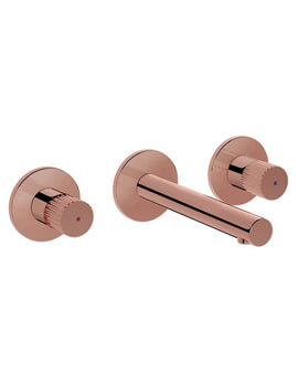 VitrA Origin 3 Hole Copper Wall Mounted Basin Mixer Tap - Exposed Part - Image